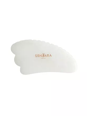 SENTARA | Piedra de masaje - Cuerno Gua Sha con dientes Jade blanco | 